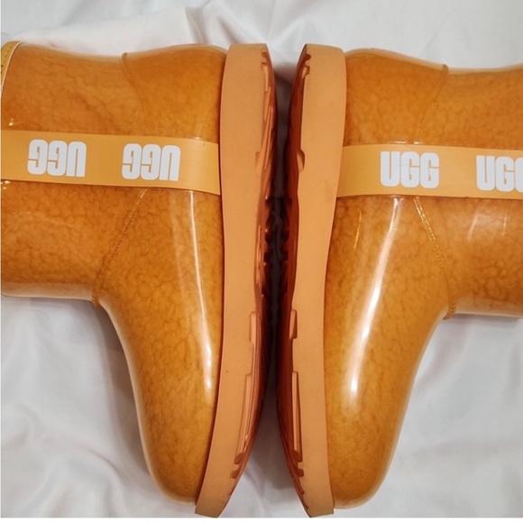 NEW UGG CLASSIC PAPAYA ORANGE CLEAR MINI WATERPROOF RAIN BOOTS Size 6 - Picture 5 of 10